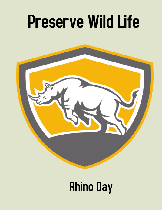 Preserve wild life, Rhino Day Ulotka (US Letter) template