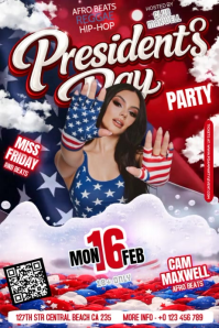 President's Day Party Event Video Affiche template