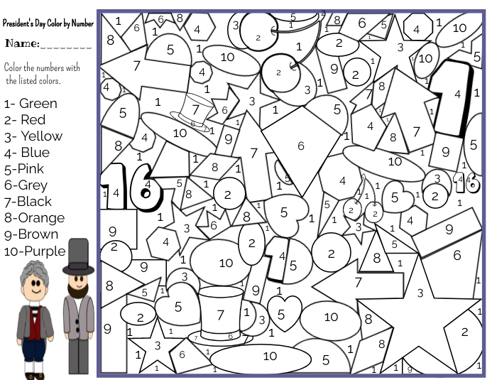 President's Day Color by Number Flyer (US Letter) template