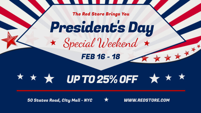 President's Day Sale Digital Display Image งานแสดงผลงานแบบดิจิทัล (16:9) template
