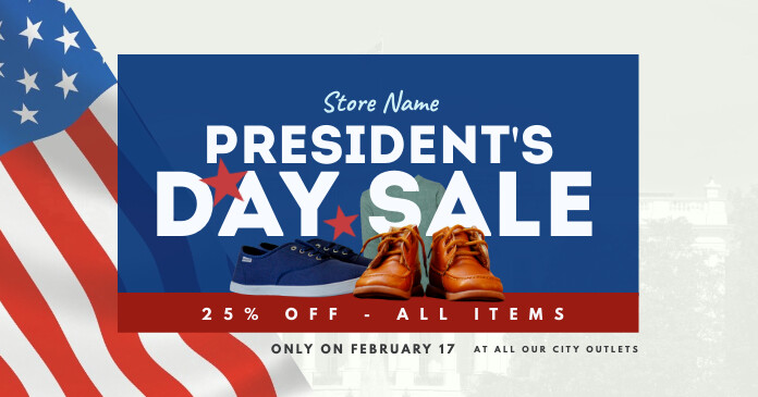President's Day Sale Facebook Shared Image Obraz udostępniany na Facebooku template