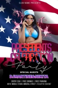 President Day Party Cartaz template