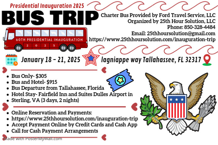 Plantilla de President Trump Presidential Inauguration 2025 Bus Trip ...
