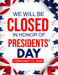 Presidents' Day Closure Flyer template