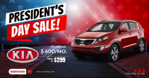 Presidents Day Car Banner delt Facebook-billede template
