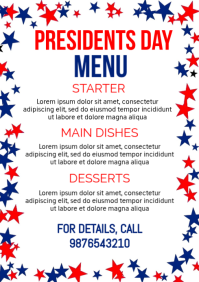 Presidents Day Menu A4 template