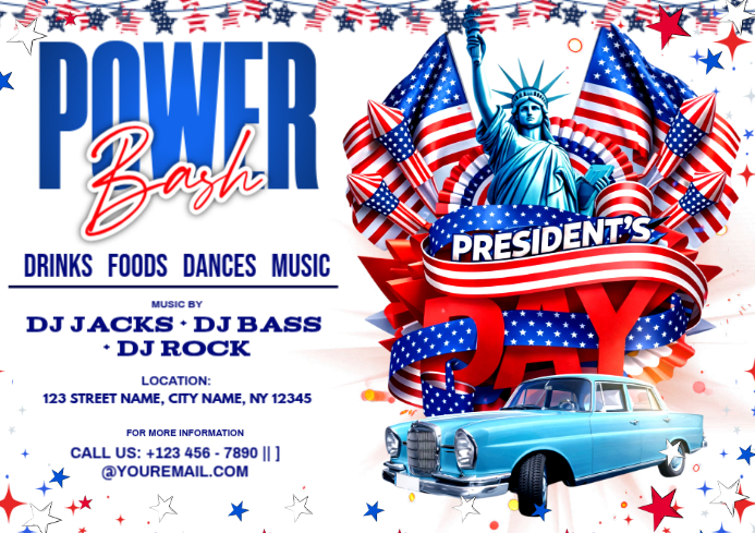 Presidents Day Power Bash Party Template | PosterMyWall