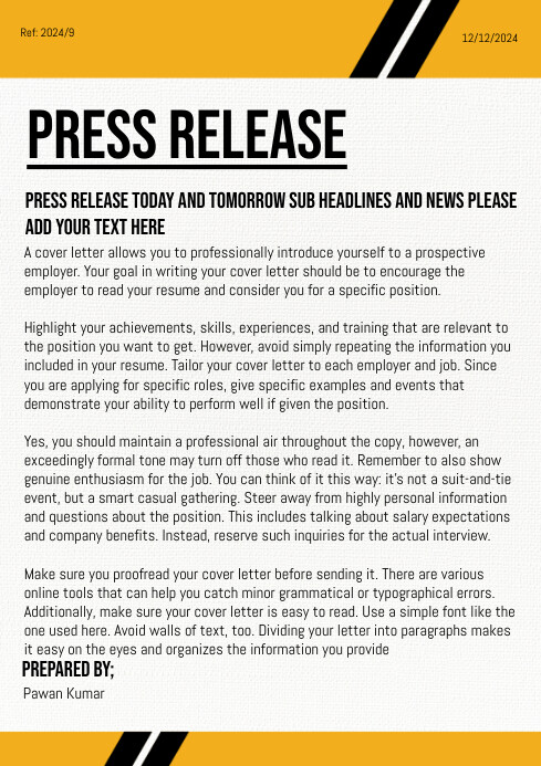 Release Copy Copy of press release | PosterMyWall
