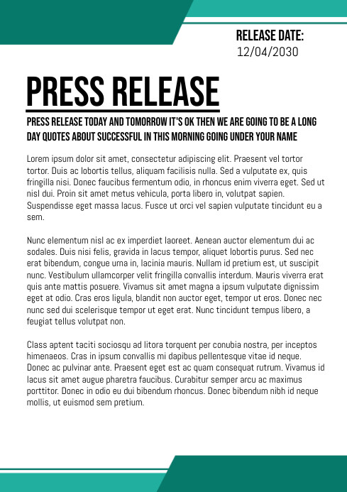 press release Template | PosterMyWall