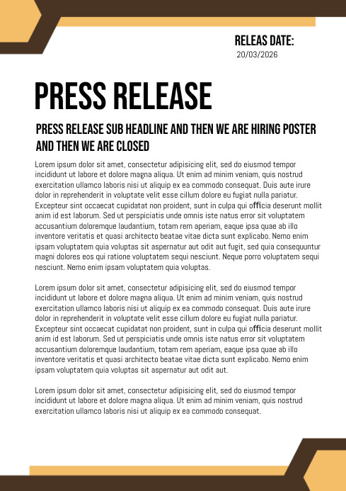 Press release Template | PosterMyWall