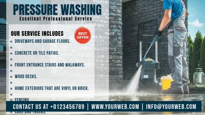 pressure washing, car, deck, floor, cleaning, 数字显示屏 (16:9) template