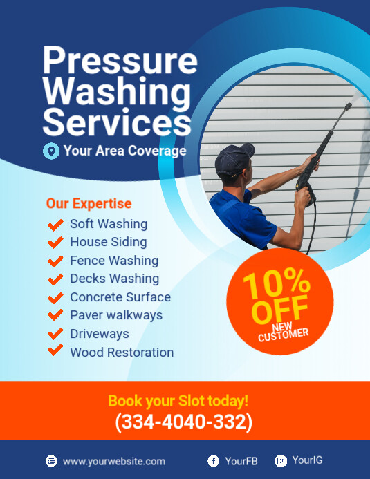 Pressure washing cleaning Service Flyer Iflaya (Incwadi ye-US) template