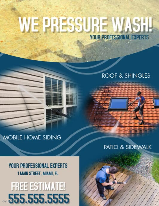 Copy of Pressure Washing Flyer Roof Sidewalk Cleaning PosterMyWall