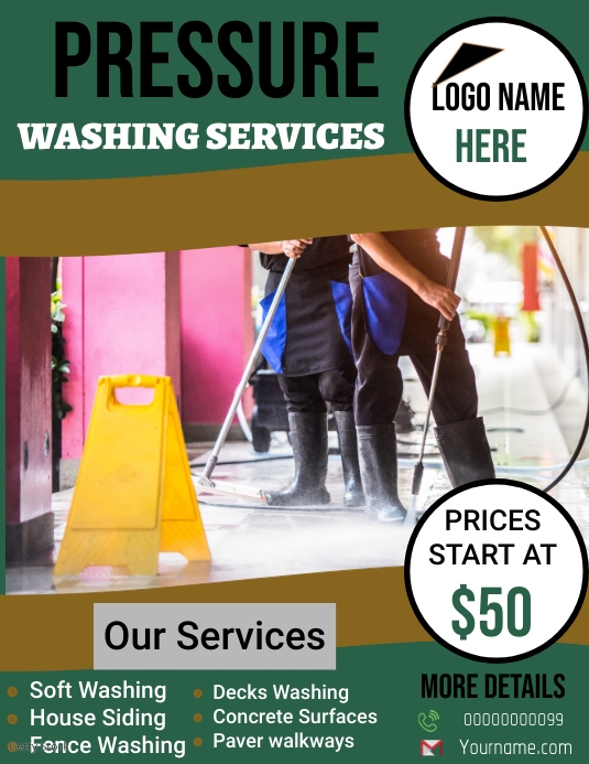 Pressure Washing poster Folheto (US Letter) template