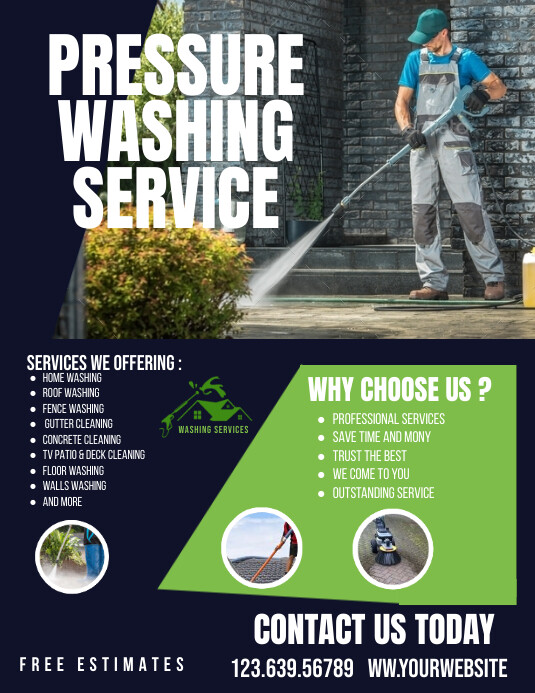 Pressure Washing Services Poster Template ,PR Flyer (US Letter)