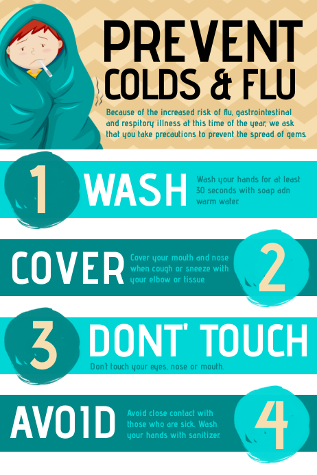 Cold Flu School.pdf Prevent Colds & Flu Poster Template | PosterMyWall