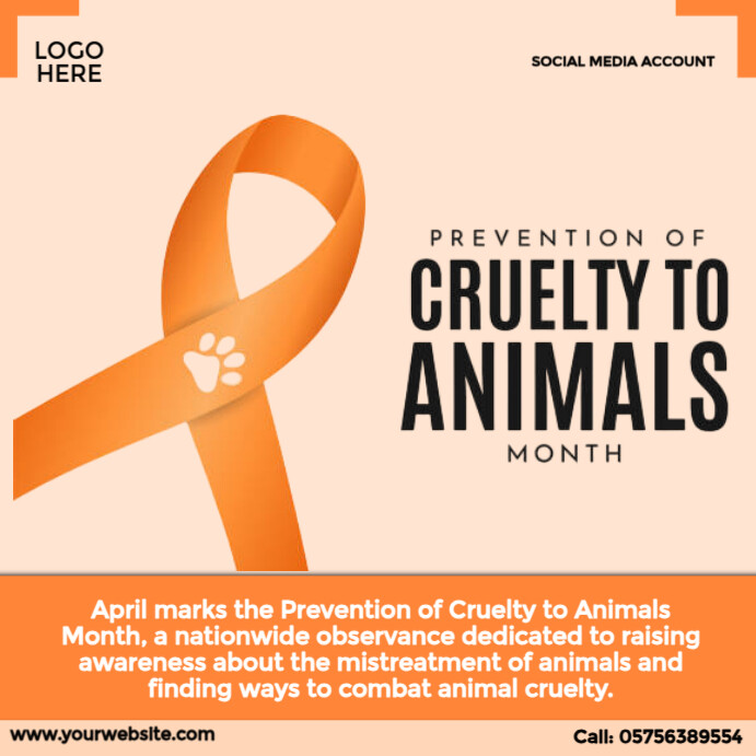 Prevention of Cruelty to Animals Month Instagram na Post template