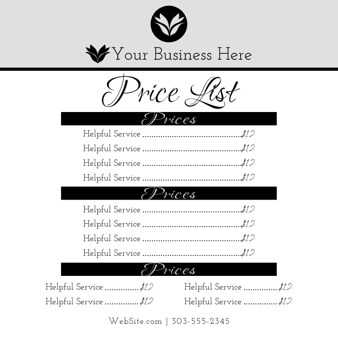 Price List Instagram Post template