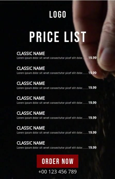 Price List Text Price List Template | PosterMyWall