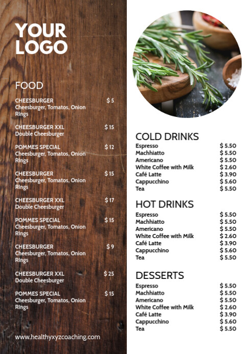 Price Label For Menu Examples Price List Menu Card Wood Design Restaurant Template | PosterMyWall