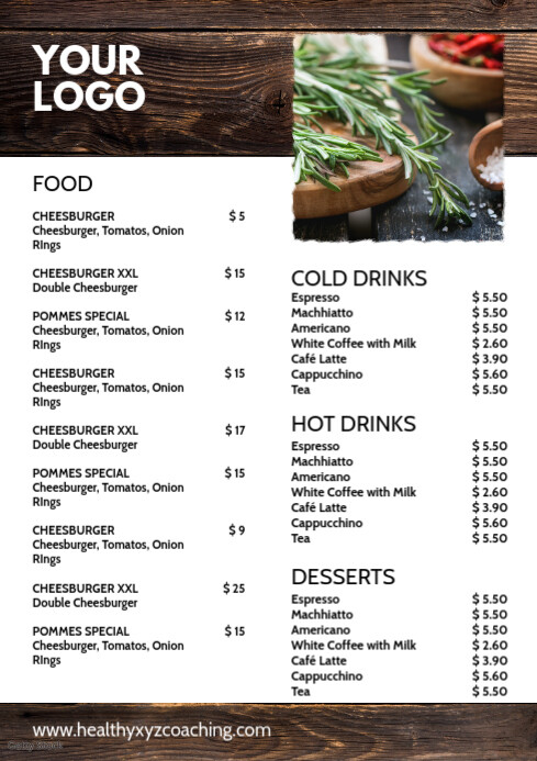 Price List Menu Card Wood Design Restaurant Template | PosterMyWall