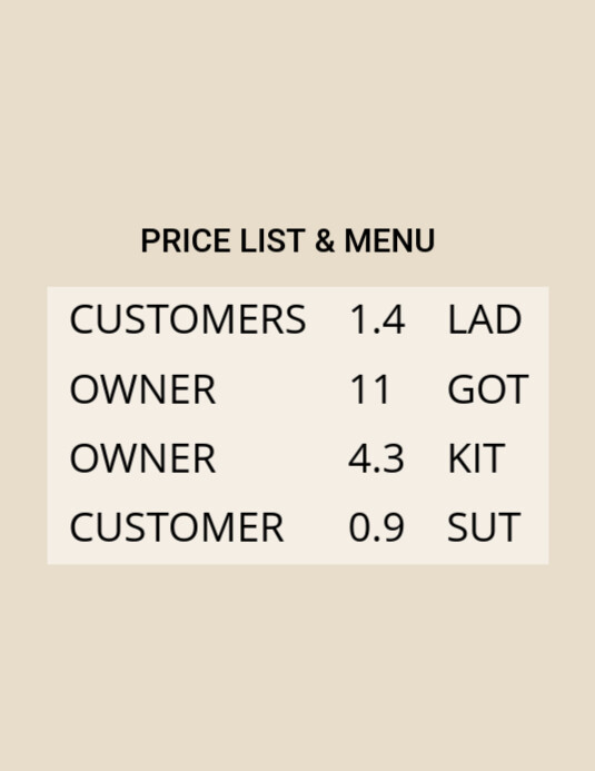 Copy of PRICE LIST OR MENU | PosterMyWall