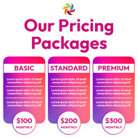 price list packages, pricing tiers, rate card Instagram Post template