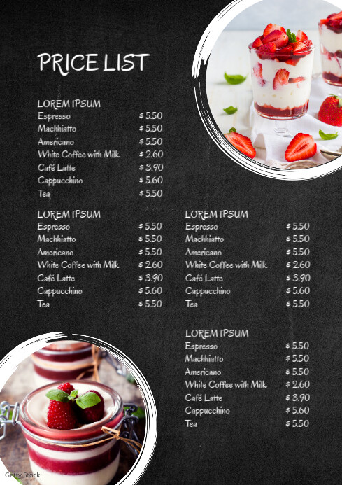 Daftar Harga Permen Papan Tulis Menu Makanan Penutup Templat Postermywall