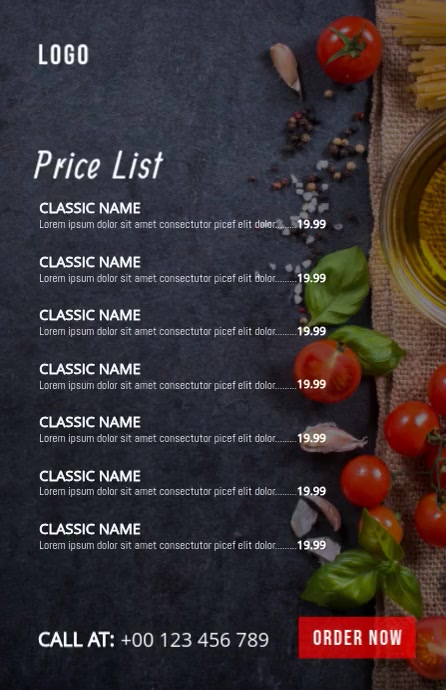 Price List Tabloid template