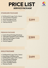 黄色 Service Package Price List A5 Template