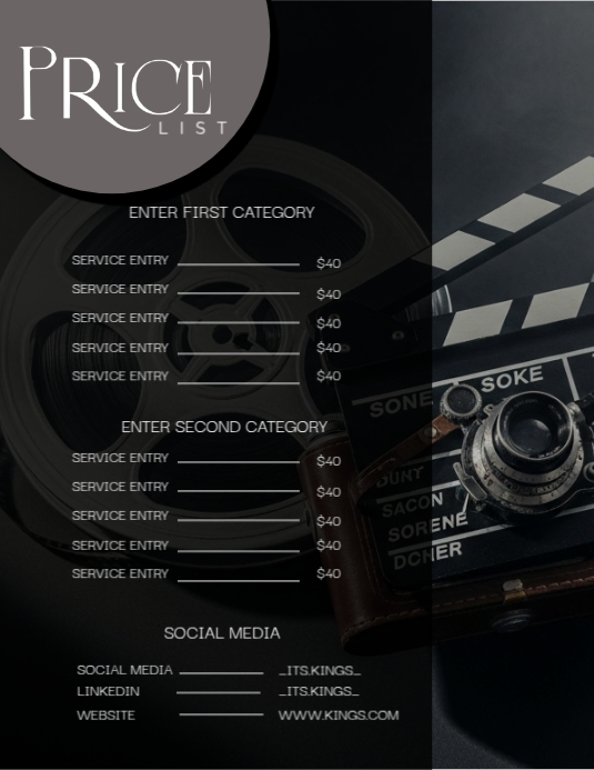 Price list template | PosterMyWall