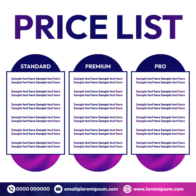 Pricing list, subscription table, rate card Template | PosterMyWall