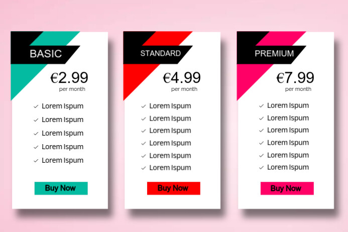Procomng Poster Pricing Package Table Poster Template. | PosterMyWall