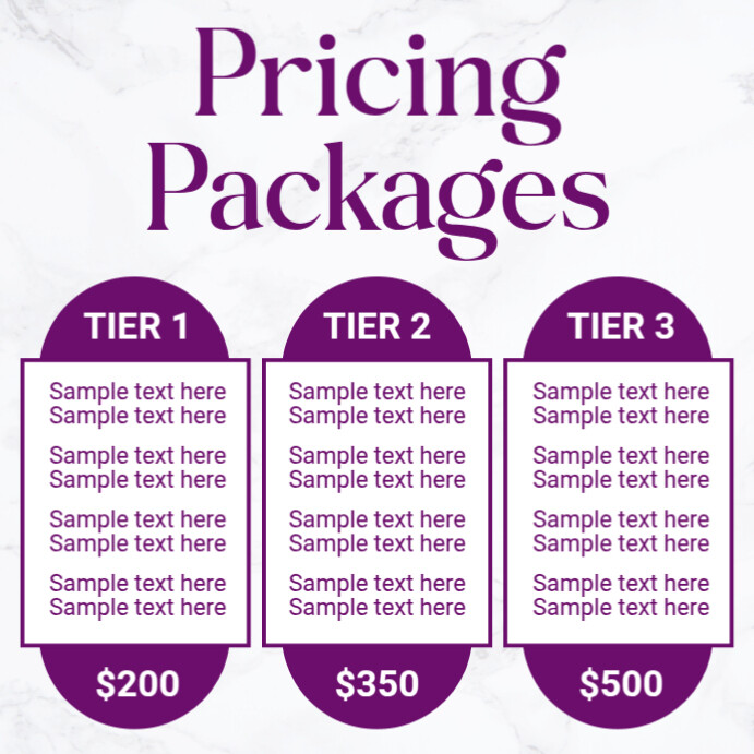 Pricing packages, comparison tables Template | PosterMyWall