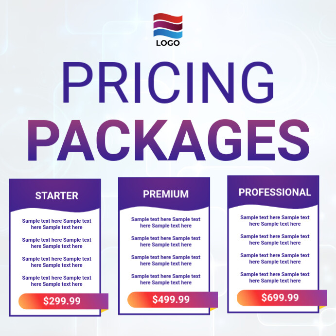 Pricing packages Template | PosterMyWall