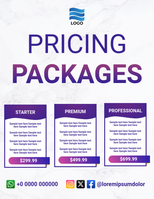 Pricing packages plans Template | PosterMyWall