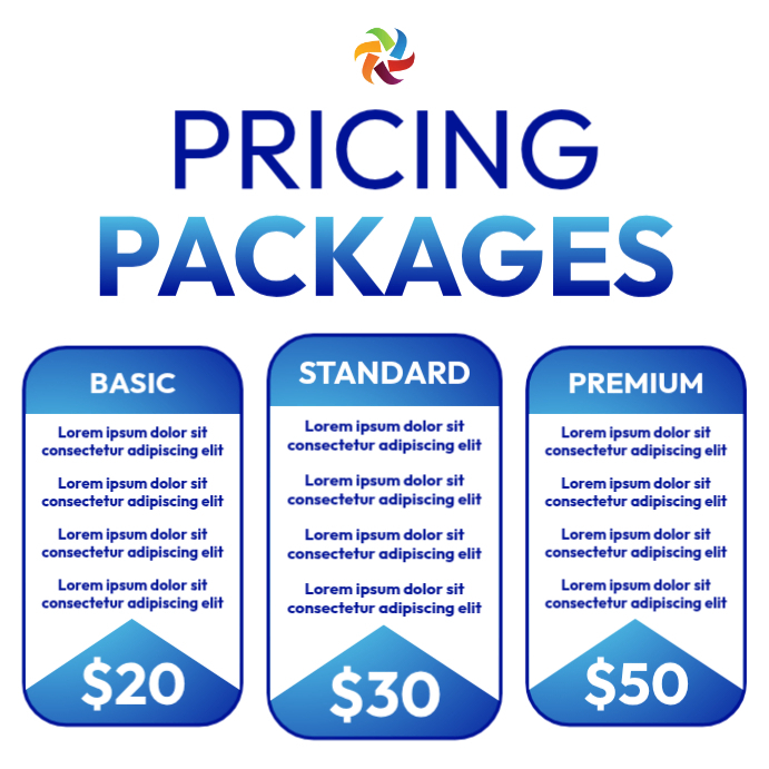 Plantilla de pricing packages template | PosterMyWall