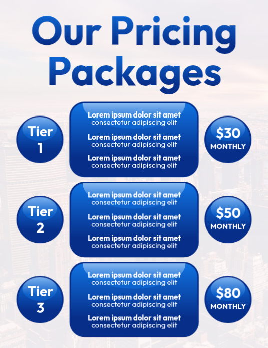 pricing packages template เทมเพลต | PosterMyWall