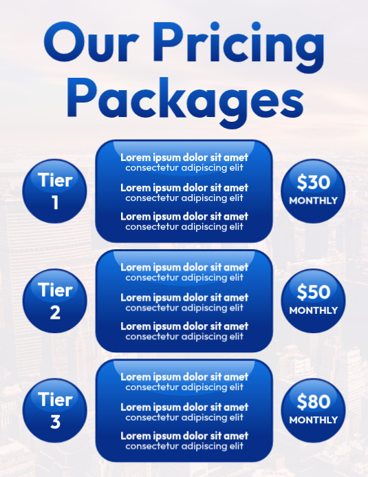 Price Pack Layout Plantilla de pricing packages template | PosterMyWall