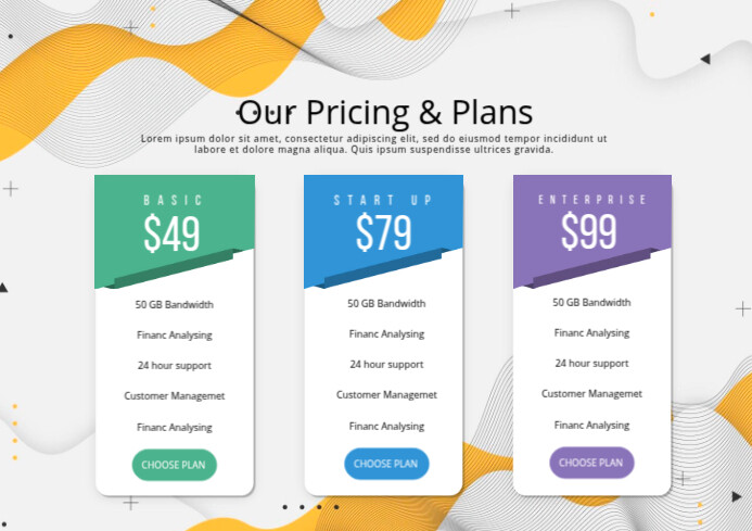Pricing Plans Chart Template PosterMyWall