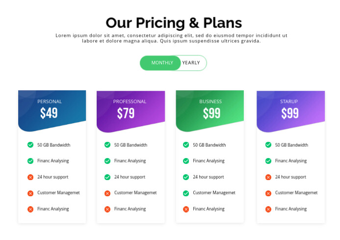 Pricing Plans Chart Template PosterMyWall