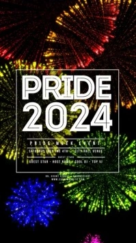 PRIDE 2024 - Rainbow Fireworks 1080x1920 Pantalla Digital (9:16) template