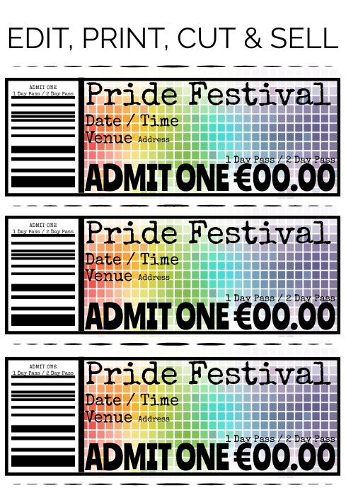 Pride Raffle Tickets Pride Festival Ticket Template | PosterMyWall