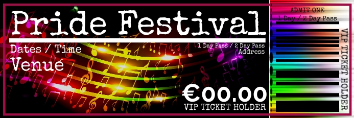 Pride Raffle Tickets Pride Festival Ticket VIP Template | PosterMyWall