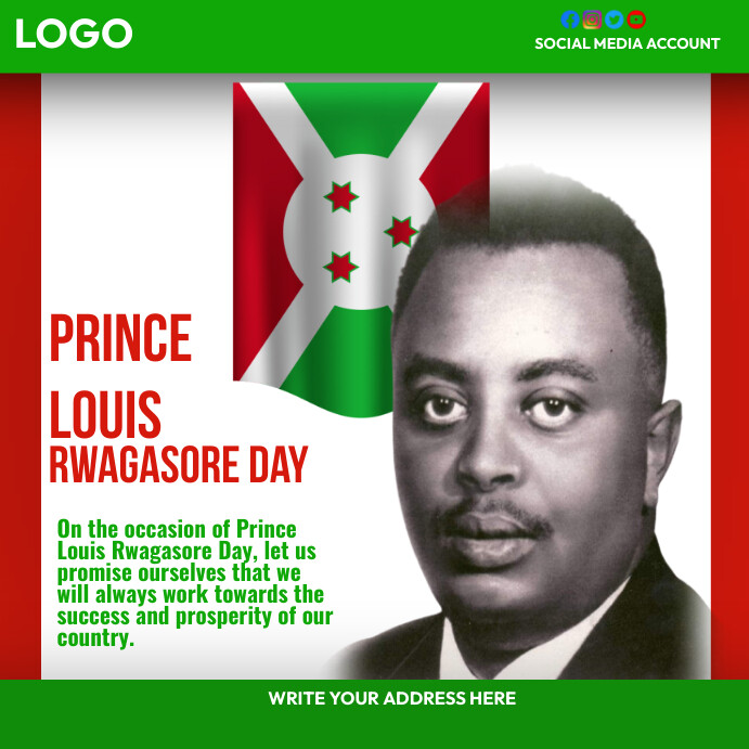 Prince Louis Rwagasore Day Template | PosterMyWall