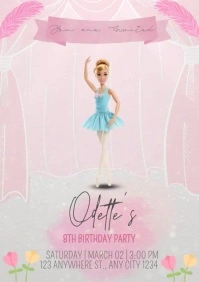Princess Ballerina Birthday Invitation for gi A4 template