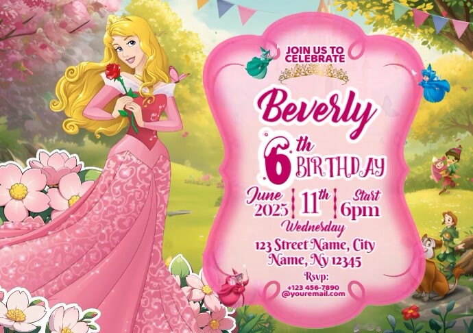 Princess Beverly’s 6th Birthday Dream A4 template