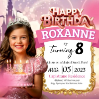 Princess Birthday Invitation Ads Publicación de Instagram template