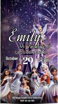 princess birthday invitation Instagram Story template