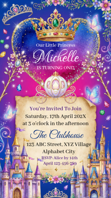 Princess Birthday Invitation Instagram Story Template | PosterMyWall